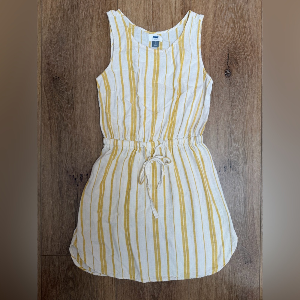 ⭐️4 for $20 Old Navy White and Yellow Striped Sleeveless Tie-Waist Dress